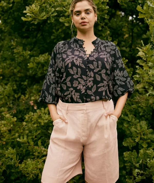 Sussan Spotted Leaf Top-Women Shirts