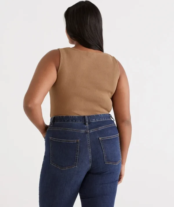 Sussan Square Neck Rib Tank-Women T-Shirts & Tanks