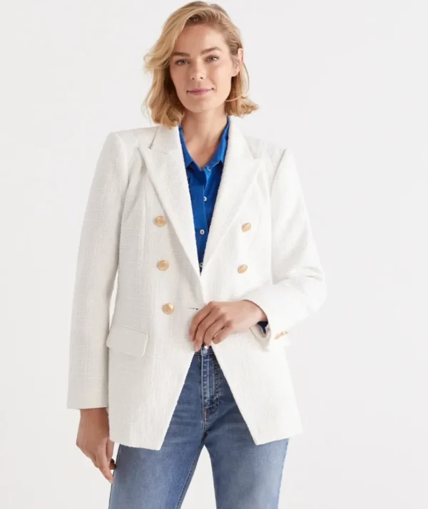 Sussan Textured Blazer-Women Jackets & Coats