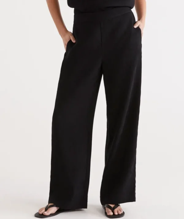 Sussan Textured Wide Leg Pant-Women Pants