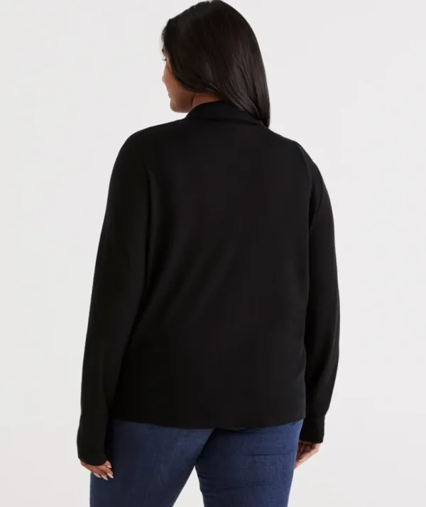 Sussan Wool Blend Button Long Sleeve Top-Women Tops